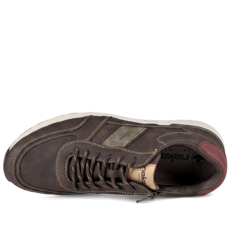 Rieker Extra Wide Zip & Lace Trainers - RKR44509 / 329 909 - Brown