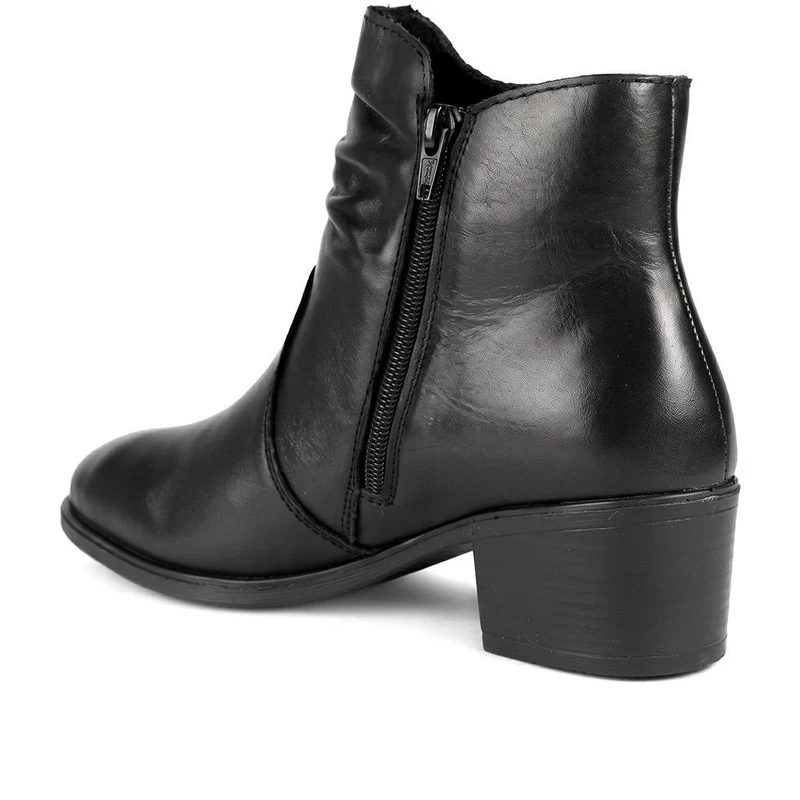 Rieker Leather Side Zip Ankle Boots - RKR44505 / 329 722 - Black
