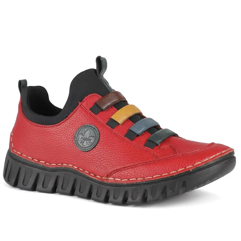 Rieker Slip On Elasticated Shoes - RKR44526 / 330 316 - Red