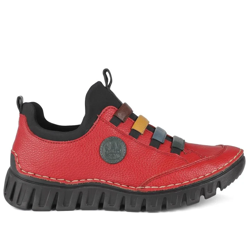 Rieker Slip On Elasticated Shoes - RKR44526 / 330 316 - Red