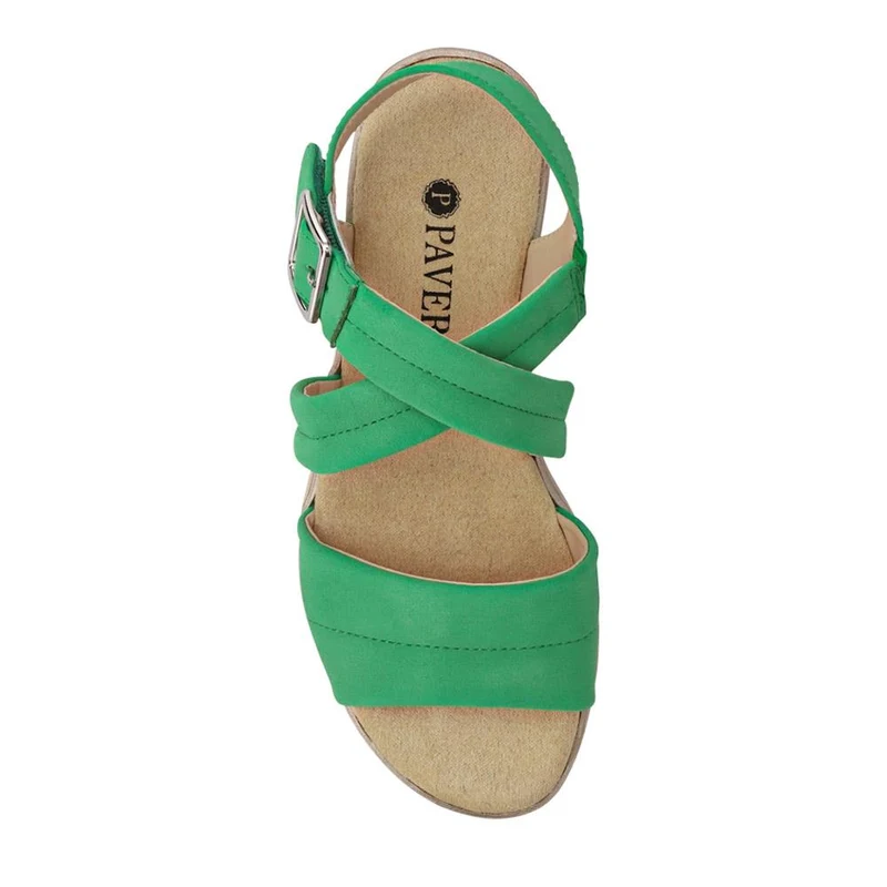 Cushioned Buckle-Up Sandals - WBINS41072 / 327 194 - Green