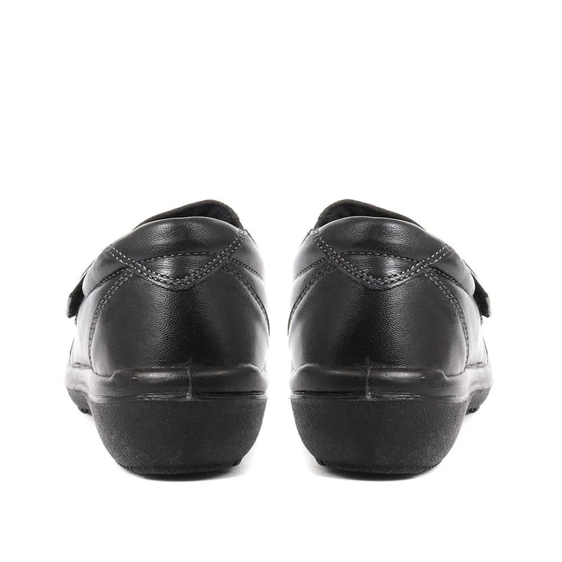Wide Fit Leather One-Touch-Fasten Monk Shoes - RAJA2305 / 307 957 - Black