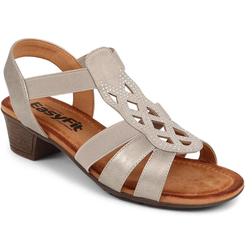 Extra-Wide Slip-On Heeled Sandals - SHANNON / 325 532