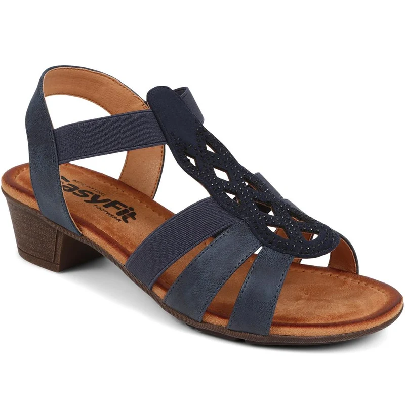 Extra-Wide Slip-On Heeled Sandals - SHANNON / 325 532
