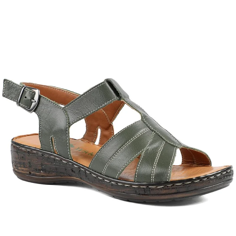 Wide Fit Leather Slingback Sandals - LUCK43008 / 329 407
