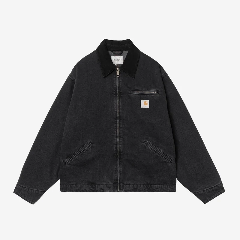 Carhartt WIP Herren OG Detroit Jacke | Schwarz Stone Washed