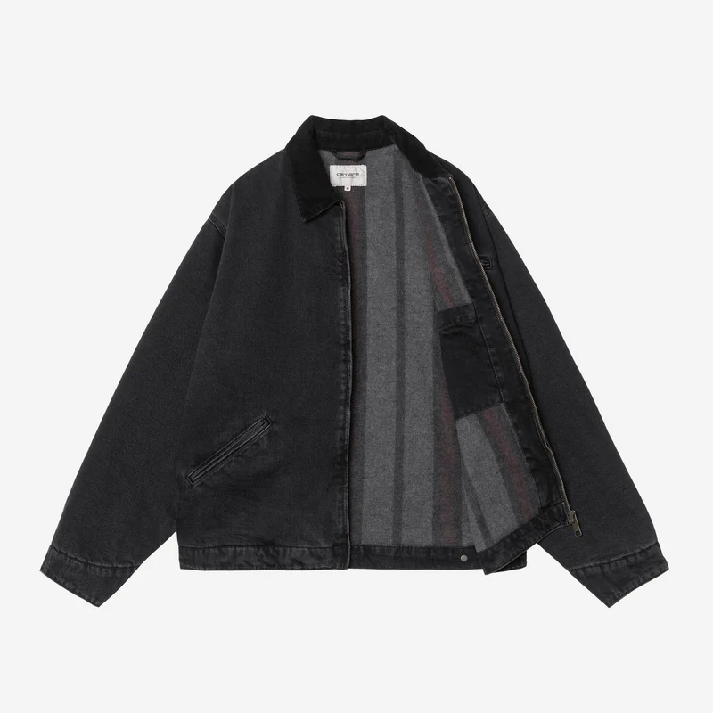Carhartt WIP Herren OG Detroit Jacke | Schwarz Stone Washed