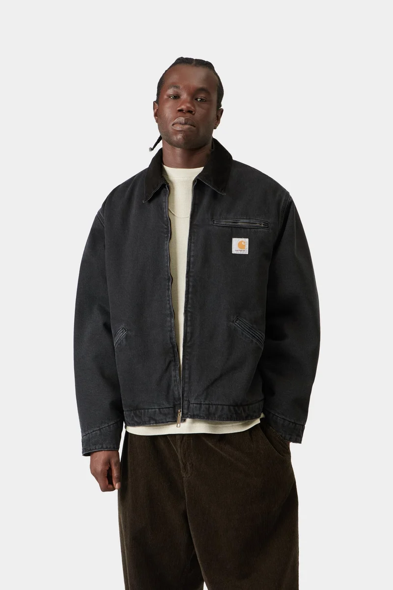 Carhartt WIP Herren OG Detroit Jacke | Schwarz Stone Washed