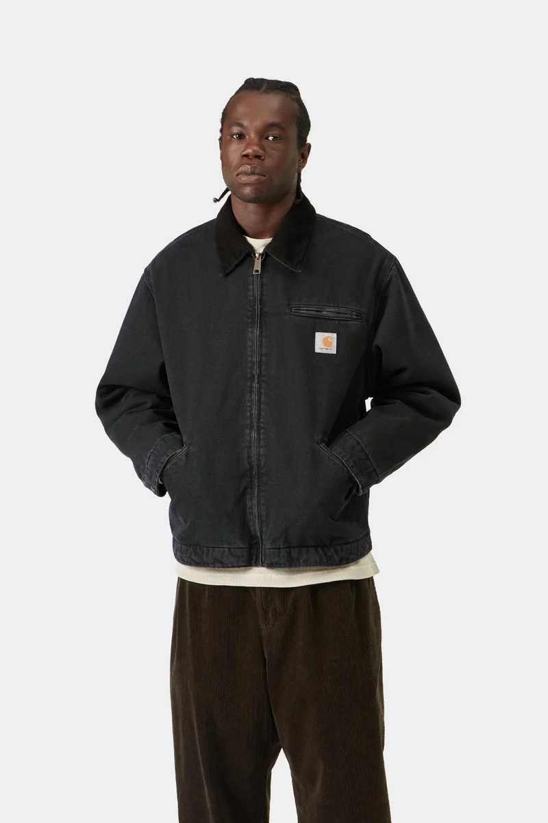 Carhartt WIP Herren OG Detroit Jacke | Schwarz Stone Washed