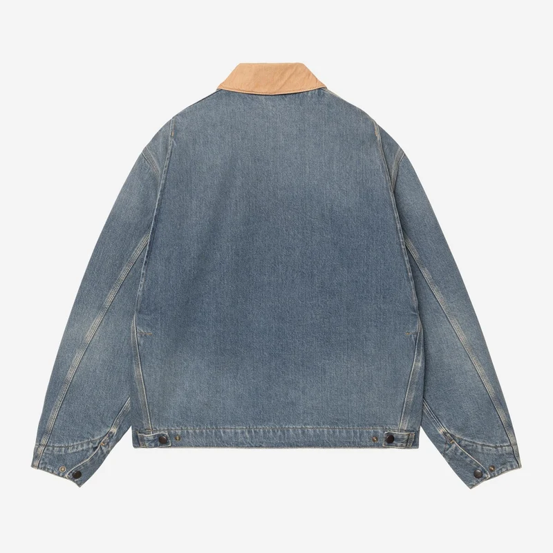 Carhartt WIP Herren OG Detroit Jacke | Blau Dusty Hamilton Brown Old Use Wash