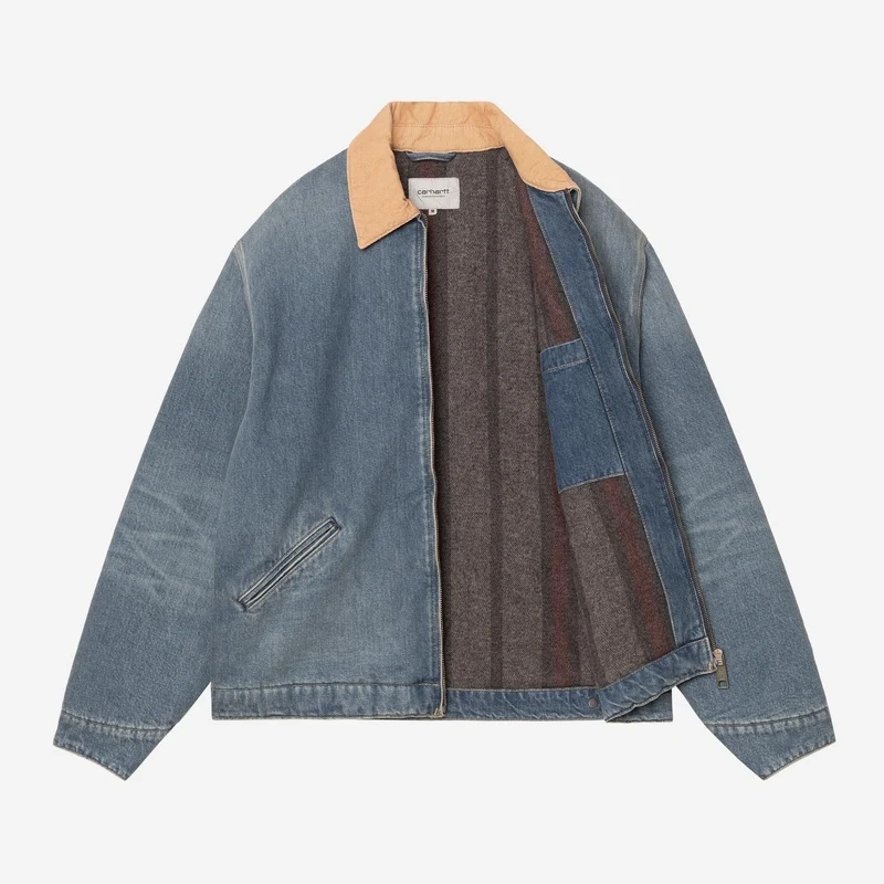 Carhartt WIP Herren OG Detroit Jacke | Blau Dusty Hamilton Brown Old Use Wash