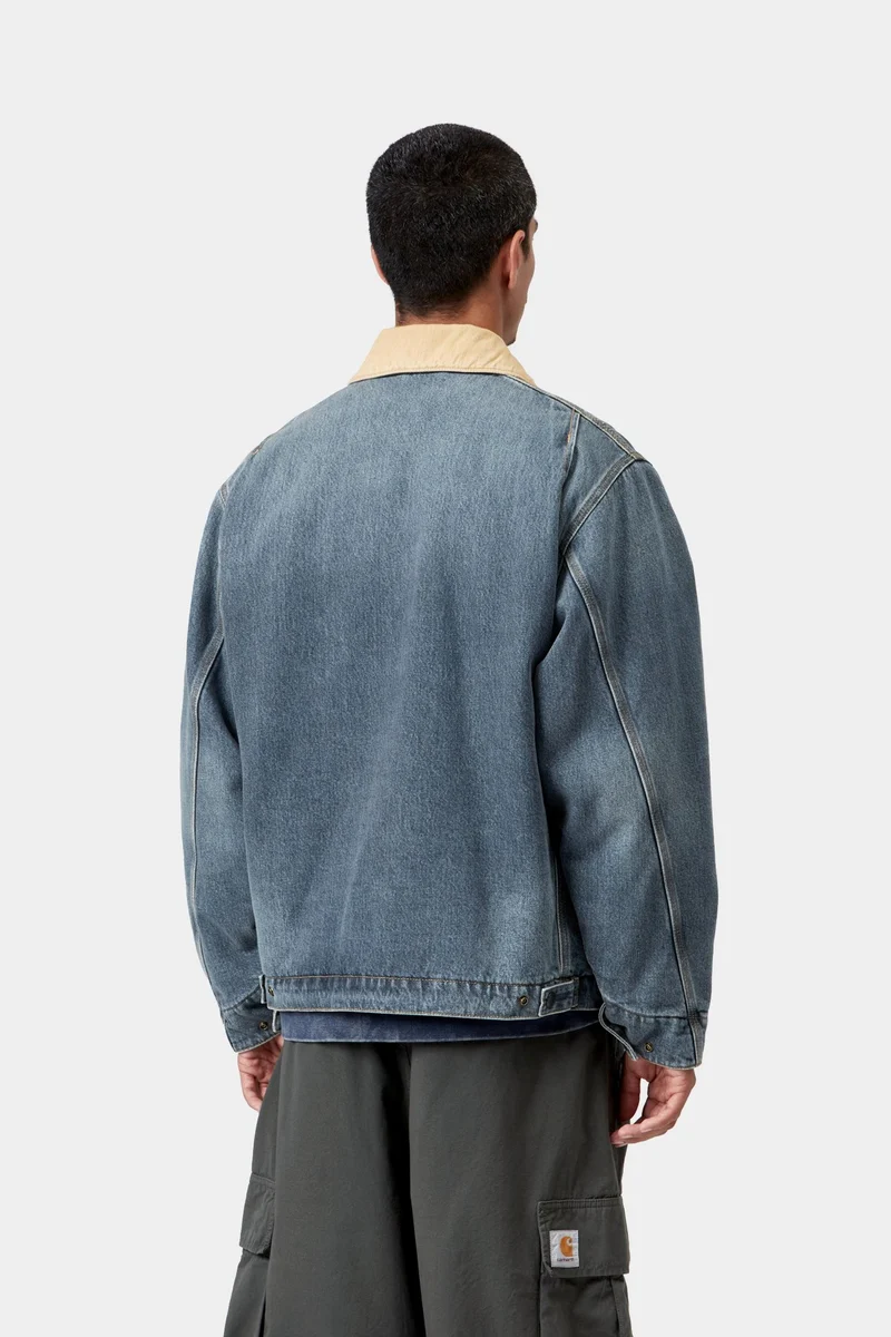 Carhartt WIP Herren OG Detroit Jacke | Blau Dusty Hamilton Brown Old Use Wash