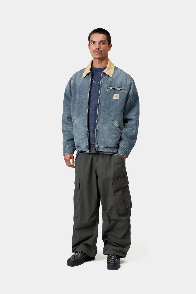 Carhartt WIP Herren OG Detroit Jacke | Blau Dusty Hamilton Brown Old Use Wash