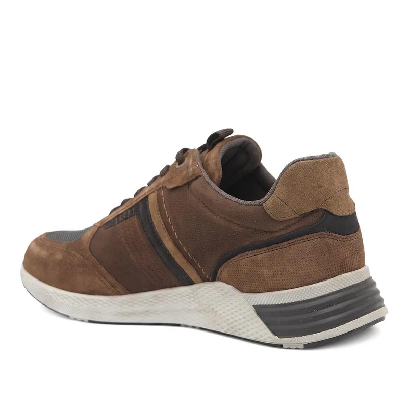 Wide Fit Leather Lace Up Trainers - PARK44003 / 330 208 - Brown