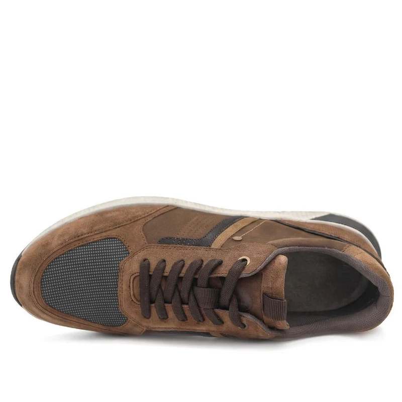 Wide Fit Leather Lace Up Trainers - PARK44003 / 330 208 - Brown