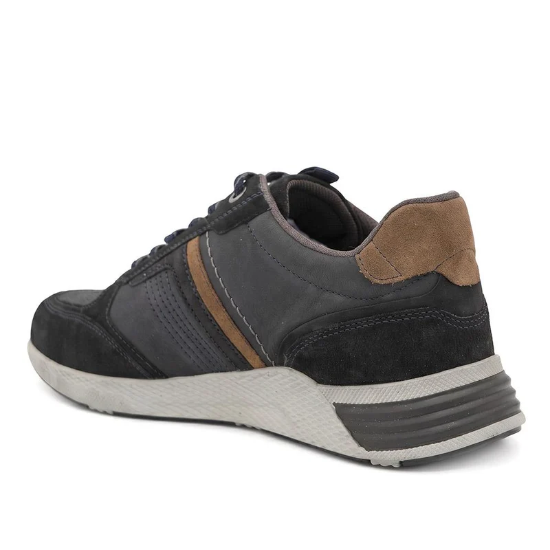 Wide Fit Leather Lace Up Trainers - PARK44003 / 330 208 - Navy