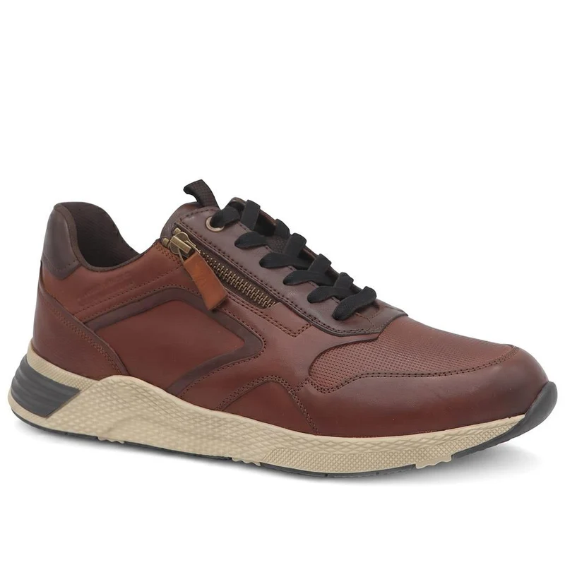 Leather Lace & Zip Fasten Trainers - PARK44005 / 330 211