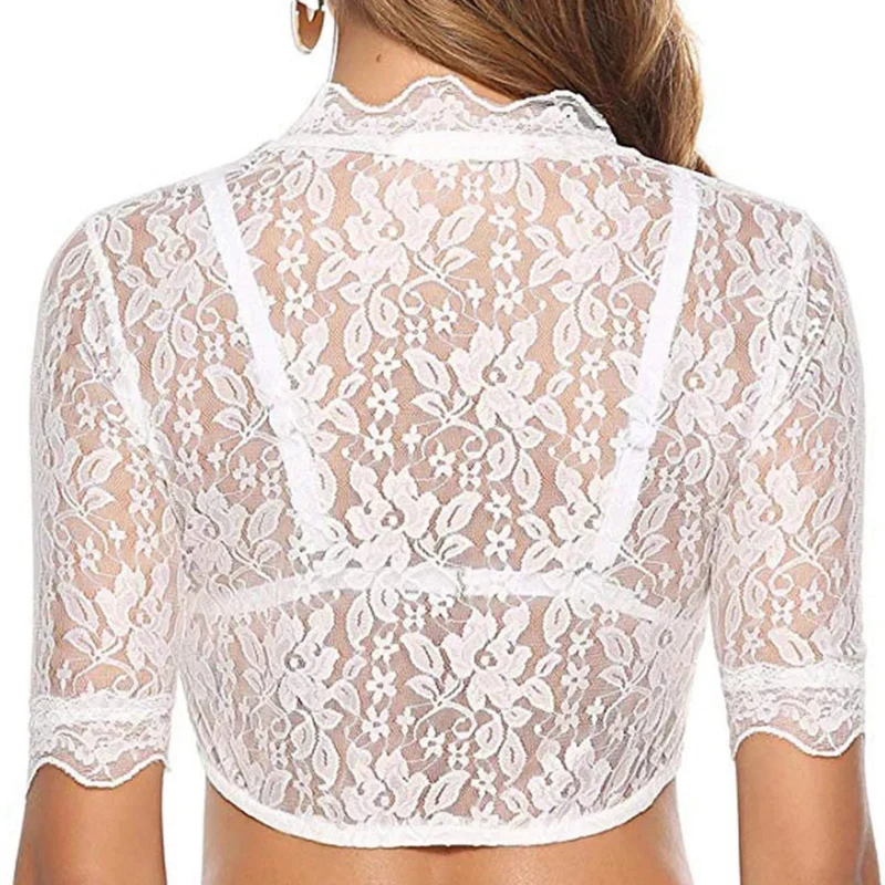Dirndlbluse Damen Spitze V-Ausschnitt Kurzarm - Liesel