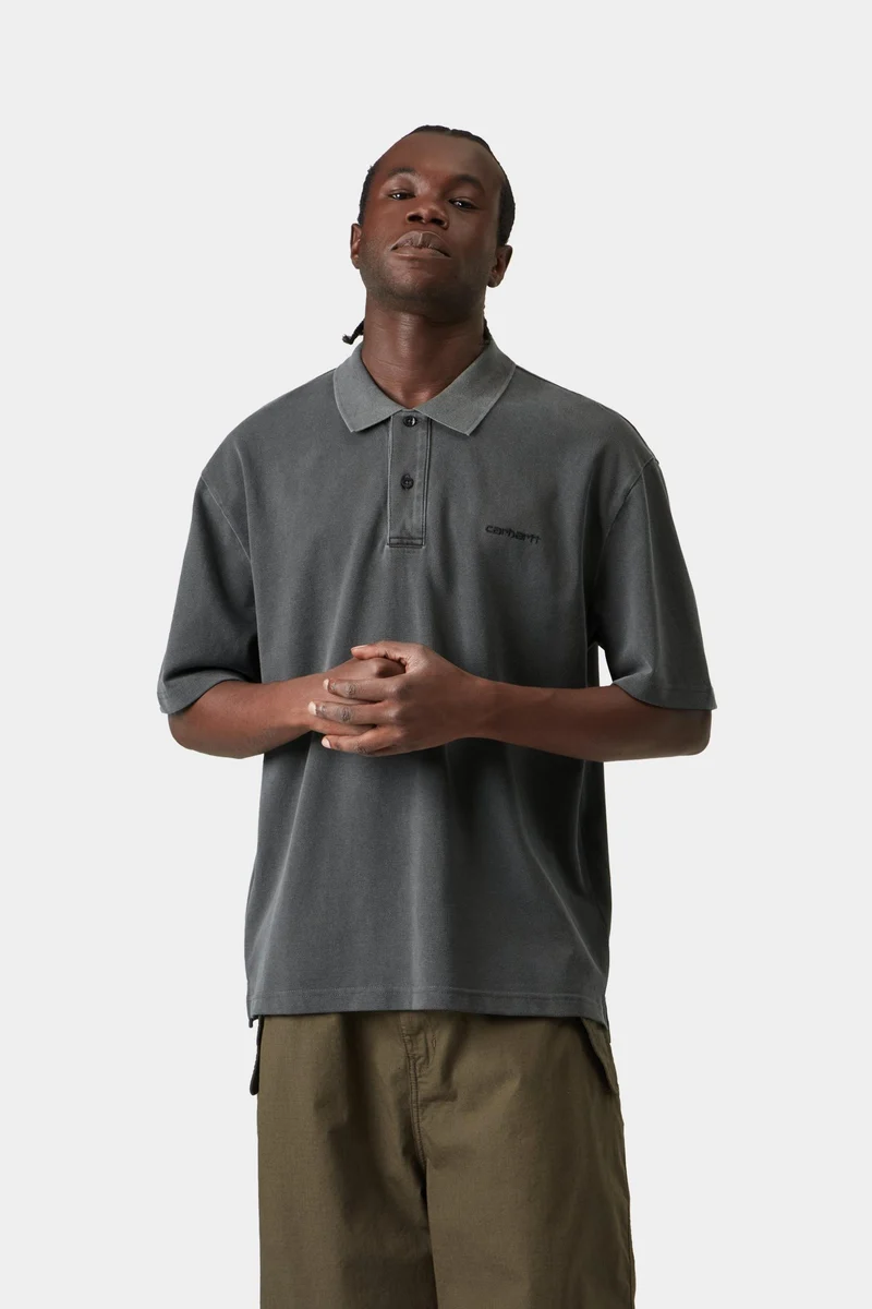 Carhartt WIP Wayne Polo Herren | Schwarz, stückgefärbt
