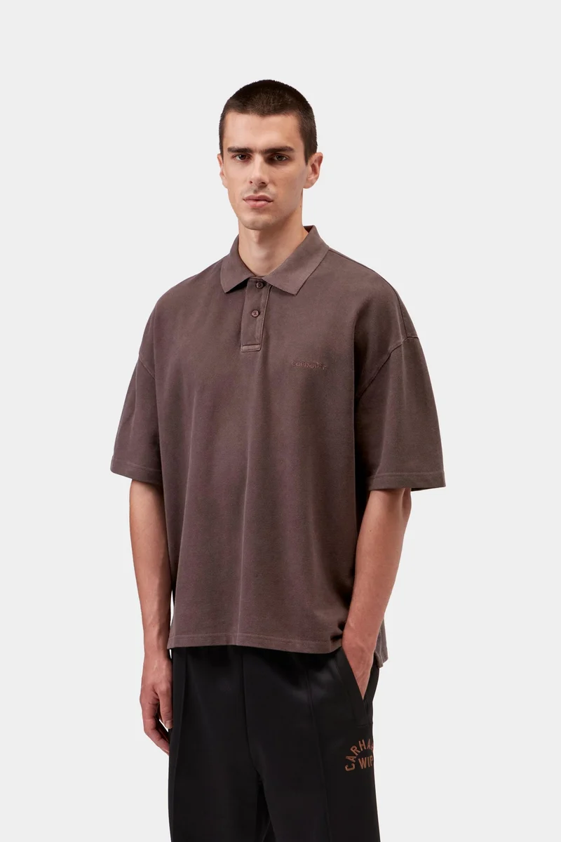 Carhartt WIP Herren Wayne Polo | Palisander-Stückfärbung