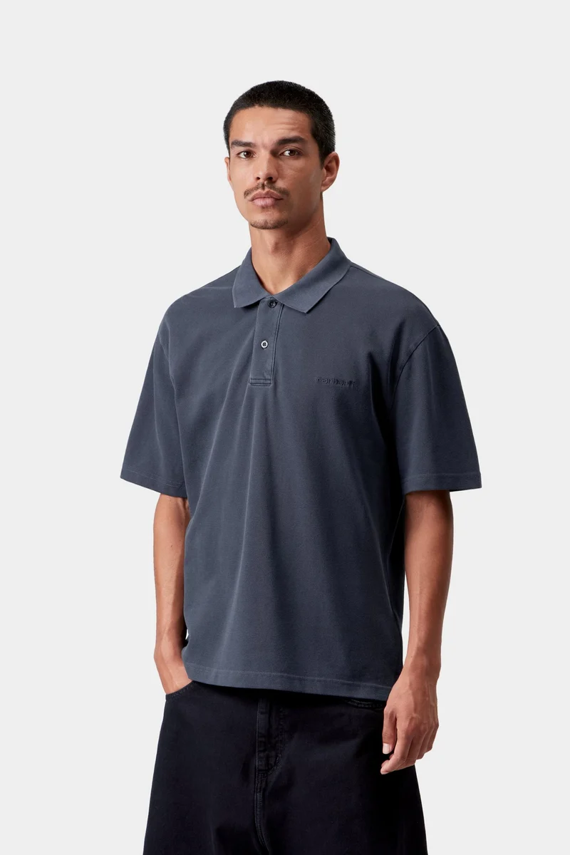 Carhartt WIP Wayne Polo Herren | Dunkelblau, stückgefärbt