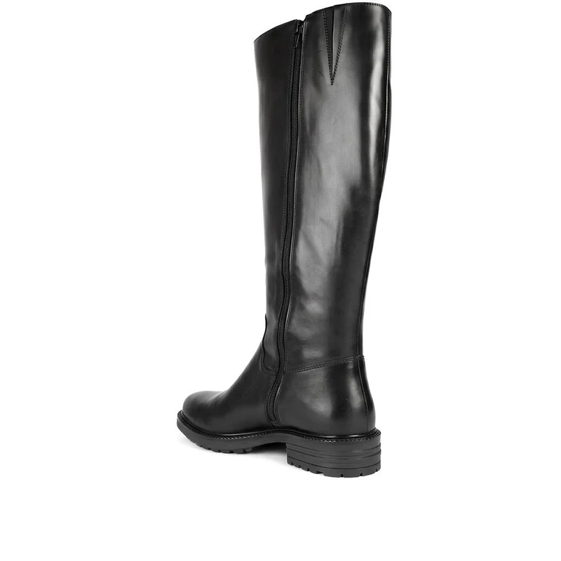 Block Heel All Leather Long Boots - MINTL44004 / 329 973 - Black