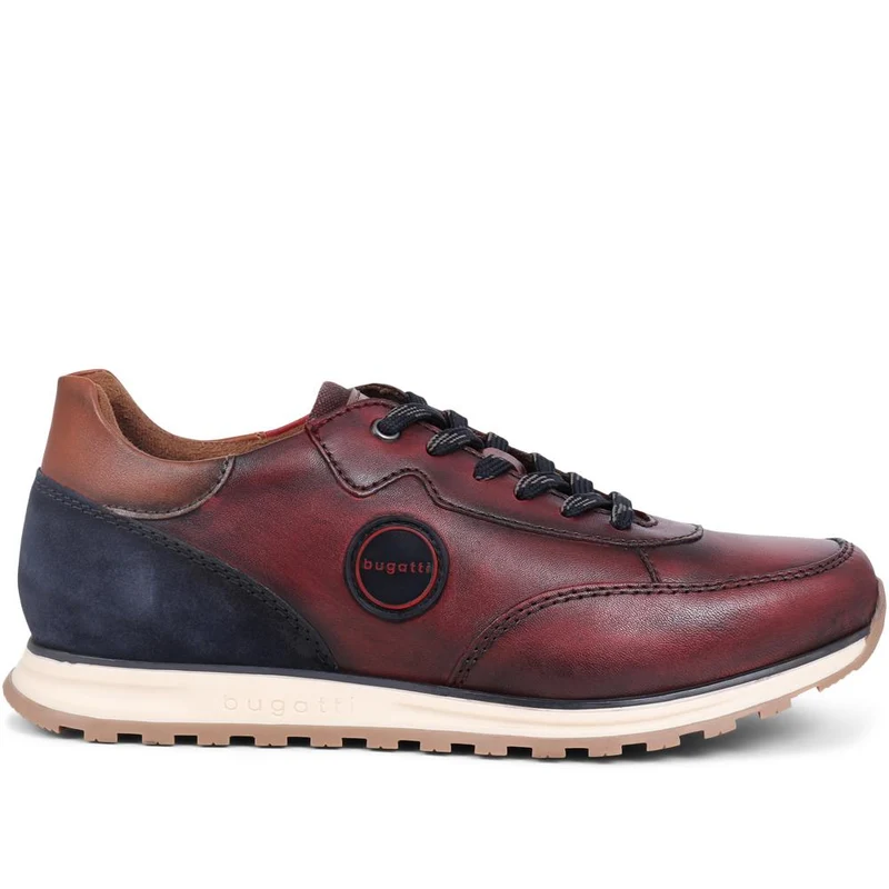 Leather Lace-Up Trainers - BUG39503 / 324 762 - Burgundy