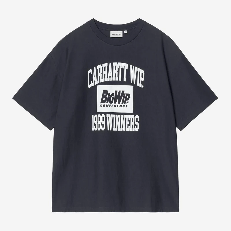 Carhartt WIP Herren-T-Shirt „Sieger 1989“ | Dunkelblau, schwere Stone-Wash-Optik