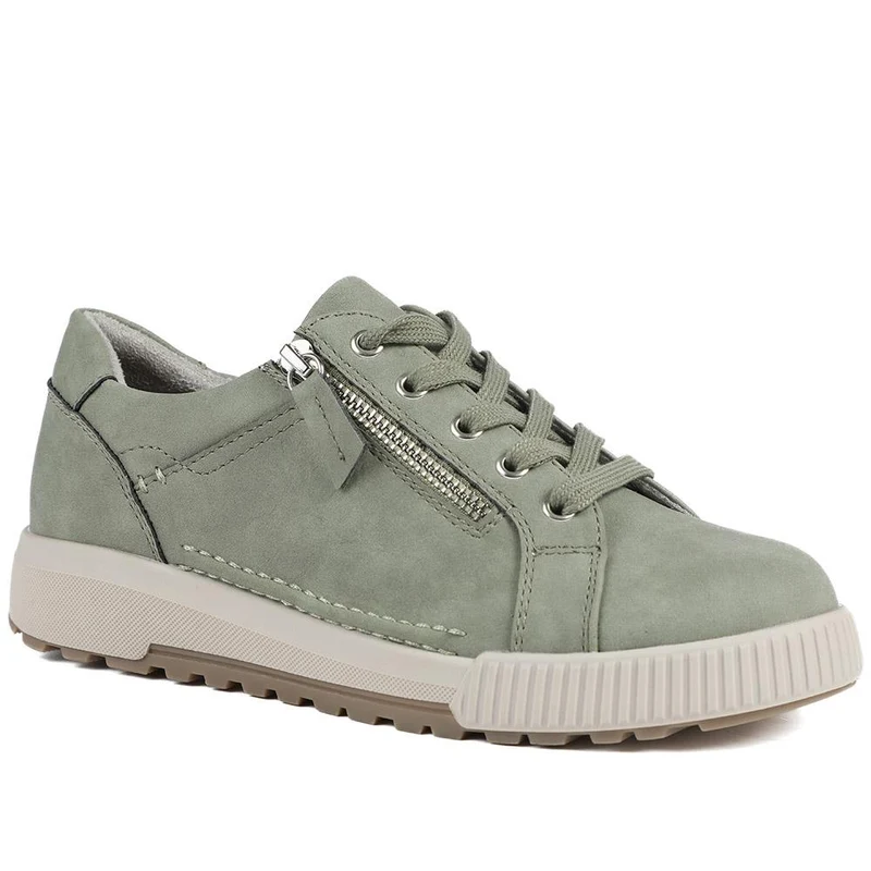Wide Fit Zip & Lace Trainers - WBINS41019 / 326 929 - Sage