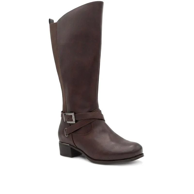 EasyFit Extra Wide Stretch Back Long Boots - MALTON / 328 473 - Chocolate