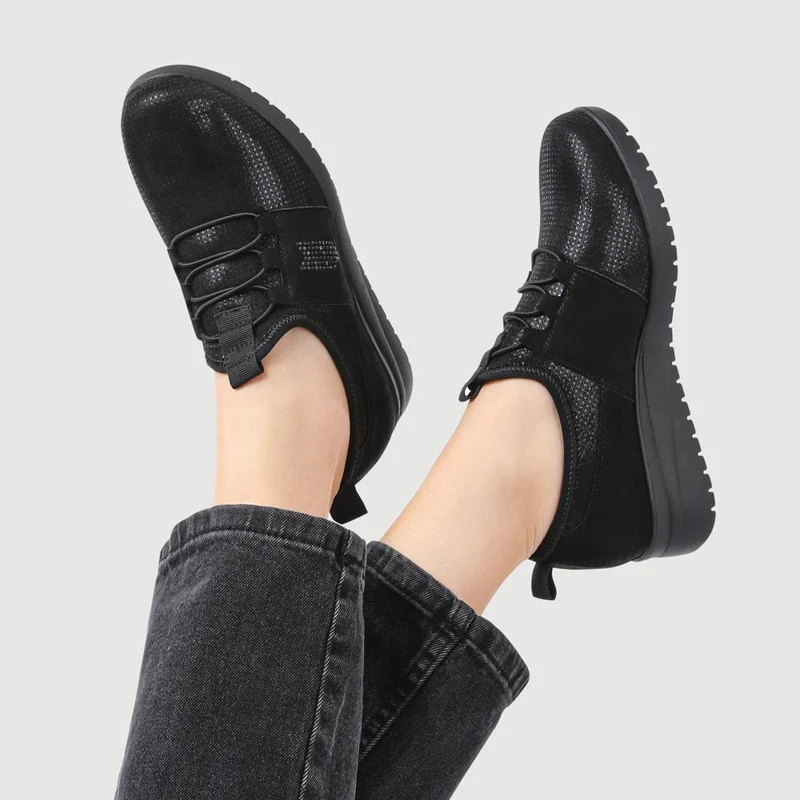 Extra Cushioned Wedge Heel Slip-On Shoes - SANYI42005 / 327 957 - Black