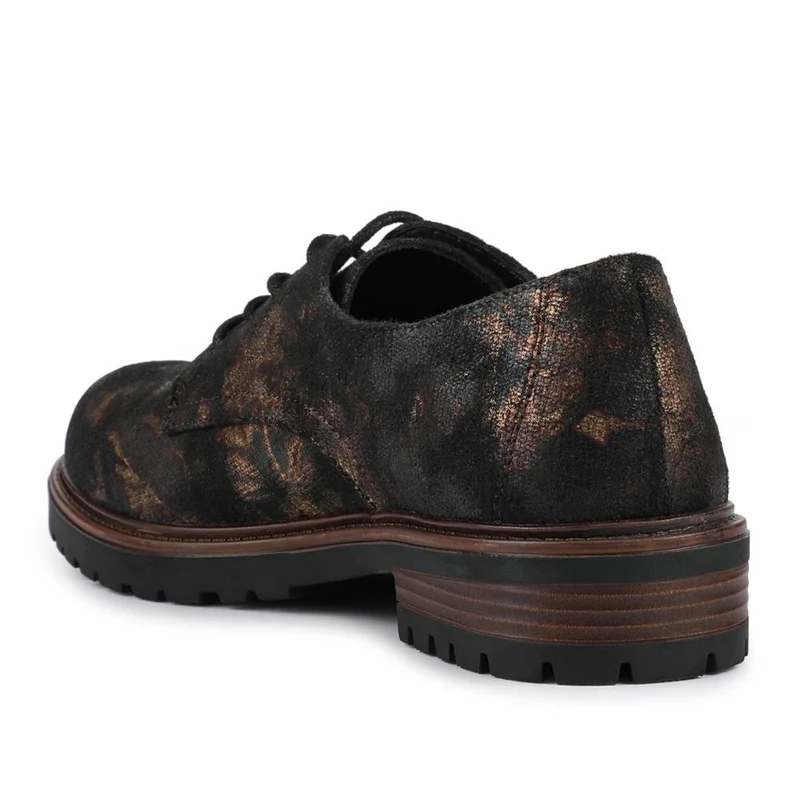 Lace-Up Block Heel Shoes - WOIL42011 / 327 898 - Bronze Multi