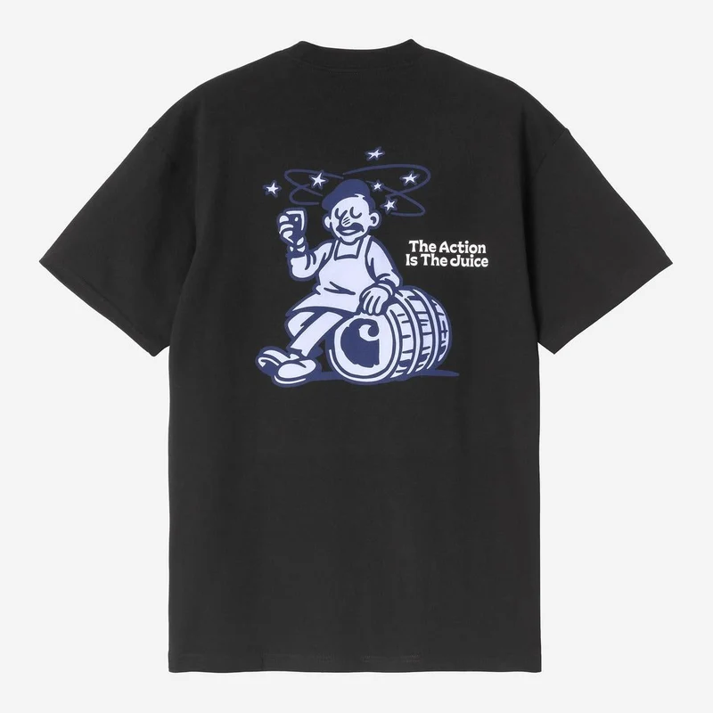 Carhartt WIP Herren-T-Shirt mit Traubenpflücker-Motiv | Schwarz