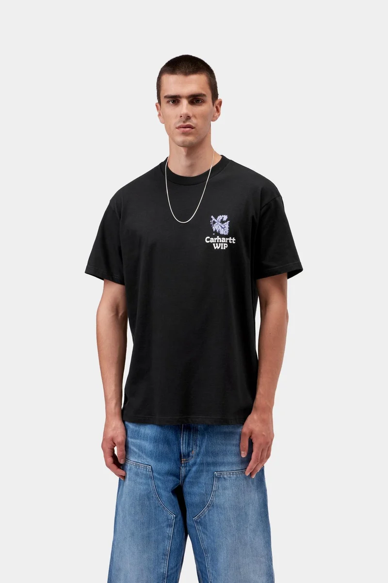 Carhartt WIP Herren-T-Shirt mit Traubenpflücker-Motiv | Schwarz