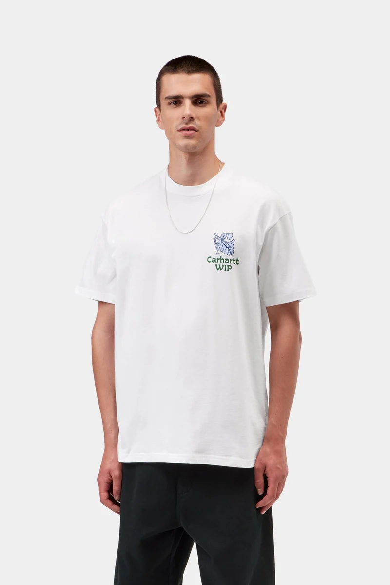 Carhartt WIP Herren-T-Shirt mit Traubenpflücker-Motiv | Weiß