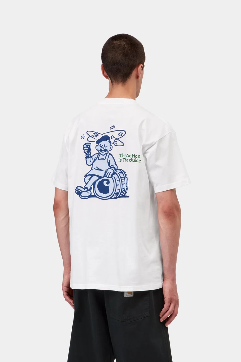 Carhartt WIP Herren-T-Shirt mit Traubenpflücker-Motiv | Weiß