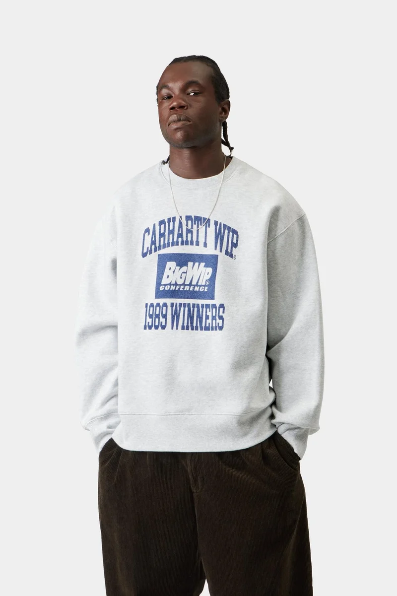 Carhartt WIP Herren-Sweatshirt „Sieger 1989“ | Ash Heather Heavy Stone Wash