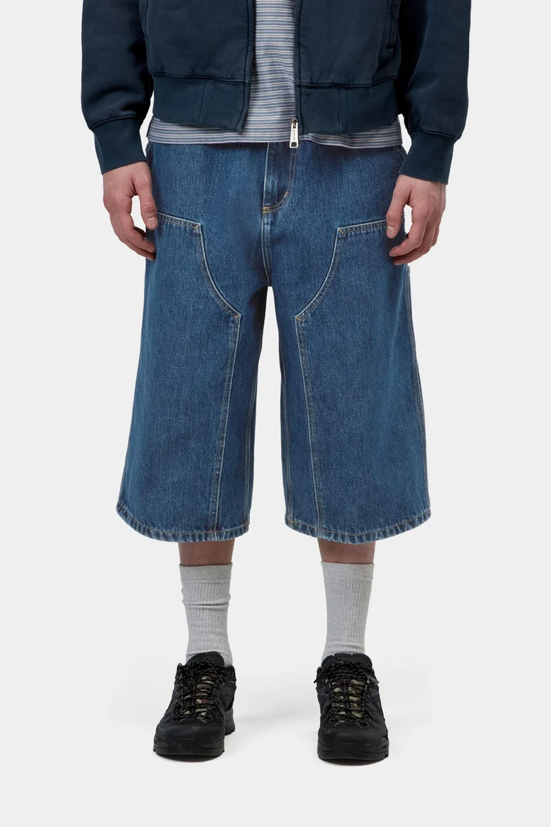 Carhartt WIP Herren OG Double Knee Kurz | Blau Stone Washed