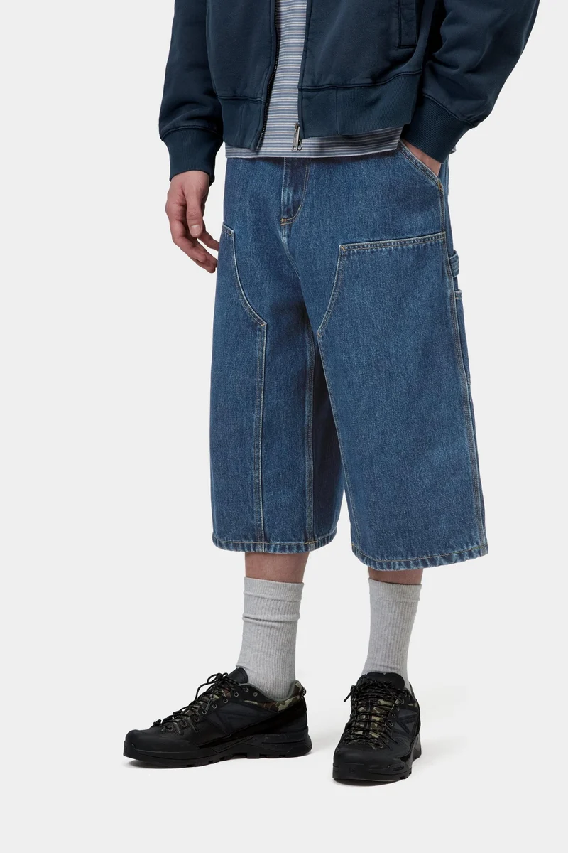 Carhartt WIP Herren OG Double Knee Kurz | Blau Stone Washed