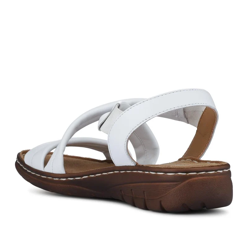 Flexible Leather Cushioned Sandals - KF41008 / 327 493 - White