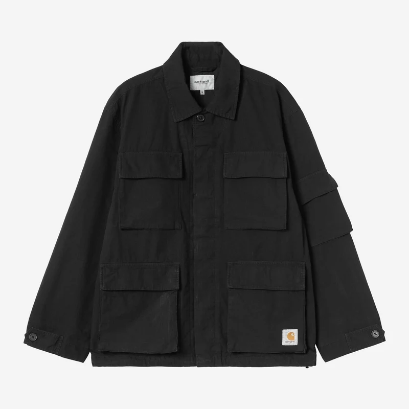 Carhartt WIP Manderson Herrenjacke | Schwarz, stückgefärbt