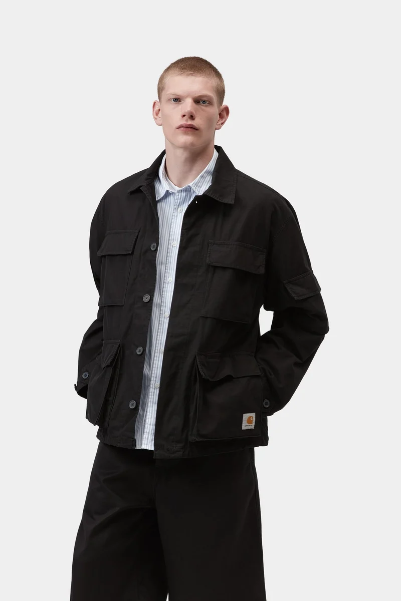 Carhartt WIP Manderson Herrenjacke | Schwarz, stückgefärbt