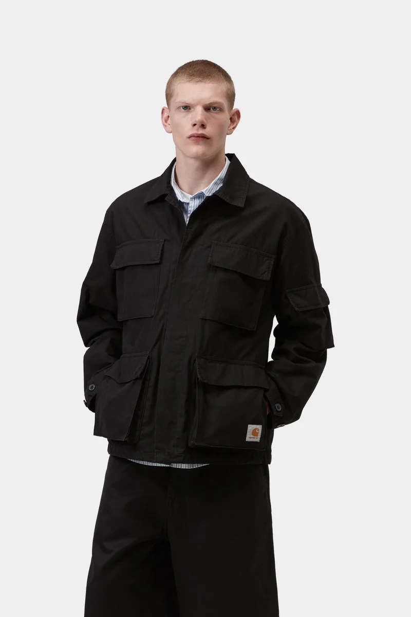 Carhartt WIP Manderson Herrenjacke | Schwarz, stückgefärbt