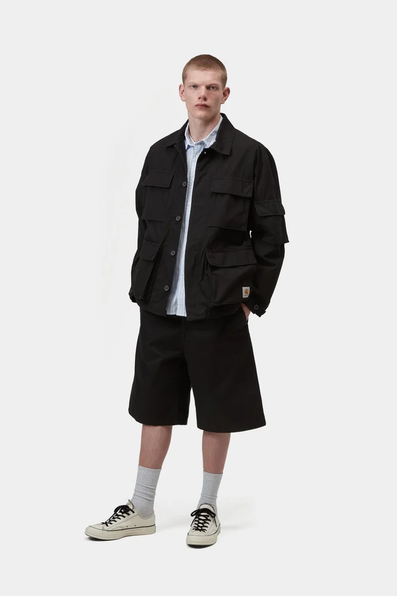 Carhartt WIP Manderson Herrenjacke | Schwarz, stückgefärbt