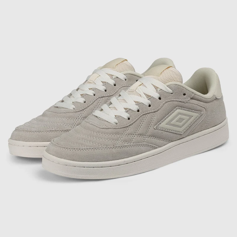 Umbro Unisex Clayton Wildleder-Sneaker | Federgrau Mandelmilch Flüsterweiß
