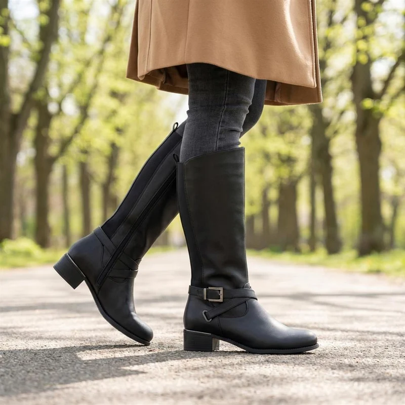 EasyFit Extra Wide Stretch Back Long Boots - MALTON / 328 473 - Black