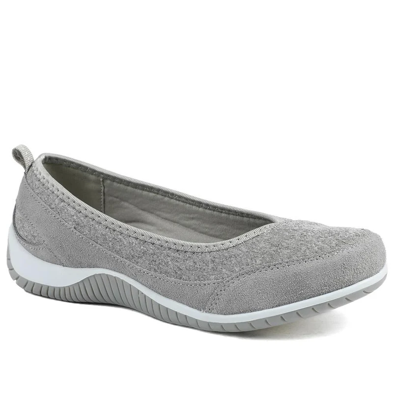 Wide Fit Memory Foam Floral Pumps - BRK43007 / 329 007 - Grey