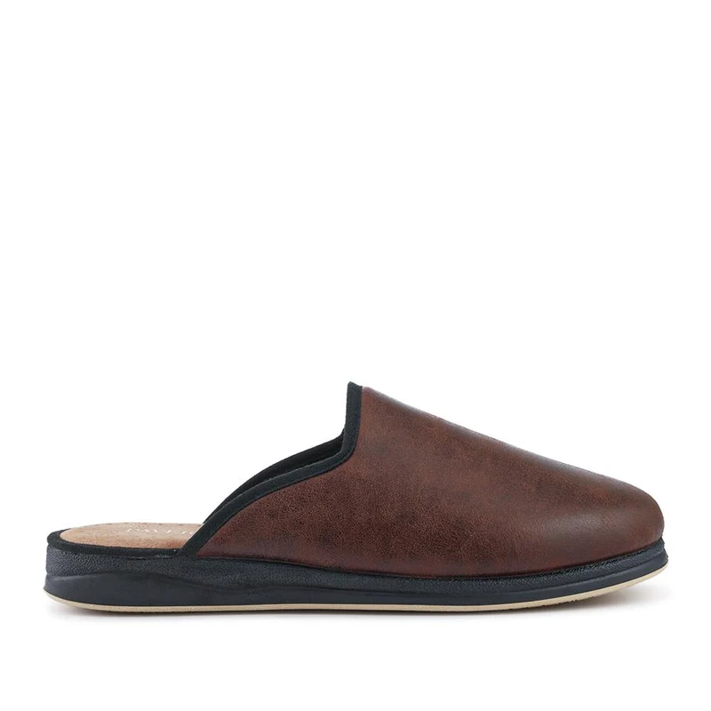 Wide Fit Supportive Mule Slippers - QING42028 / 328 280 - Brown