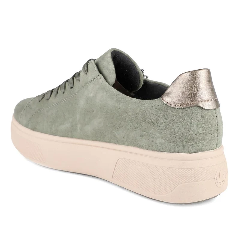Rieker Leather Zip & Lace Platform Trainers - RKR43539 / 328 768 - Green