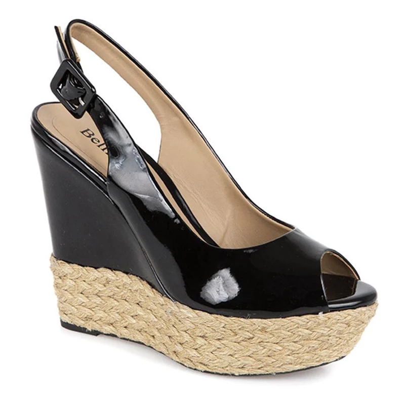 High Wedge Slingback Sandal - BELCECC2300 / 307 764 - Black Patent